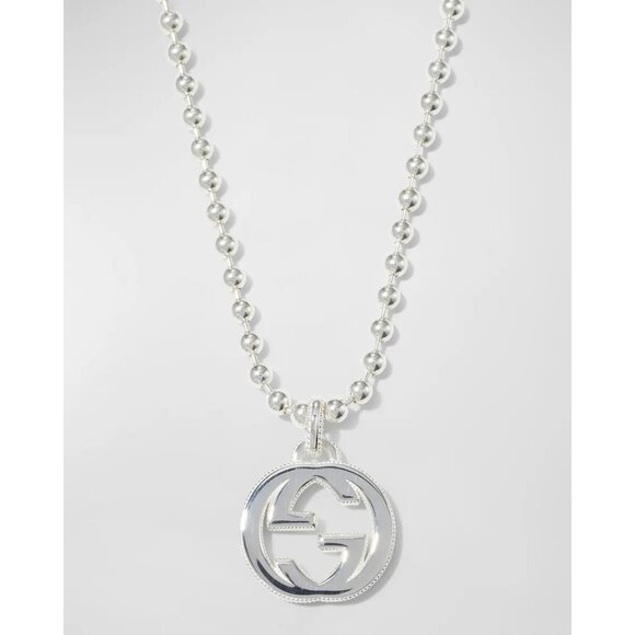 NEW GUCCI Silver Interlocking G Logo Necklace Chain 100% Authentic